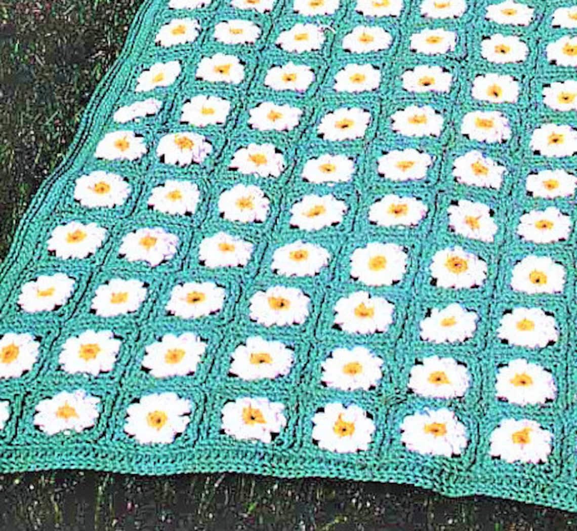 Vintage Crochet Pattern Daisy Field Baby Afghan Blanket Etsy