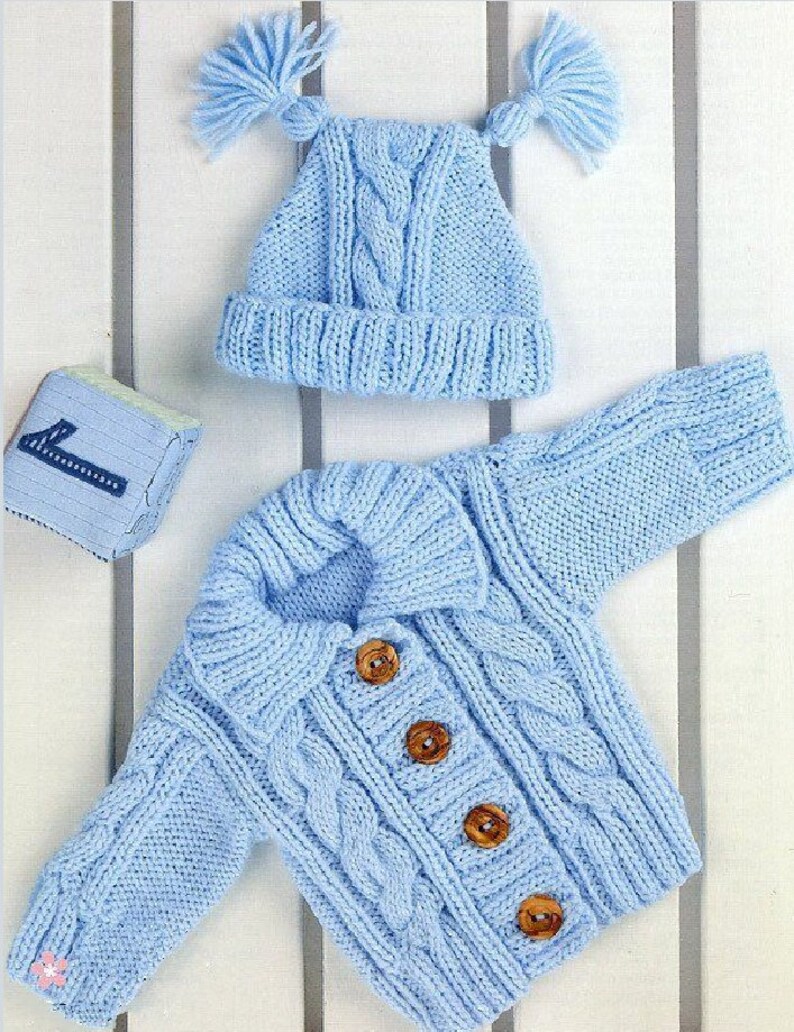Vintage Knitting Pattern Knit Baby Toddler Boy Aran Cardigan Etsy