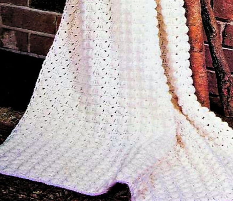 Vintage Crochet Pattern Christmas Snow Clusters Baby Afghan PDF Instant Digital Download Quick Easy Puff Stitch Crib Blanket 5 Ply