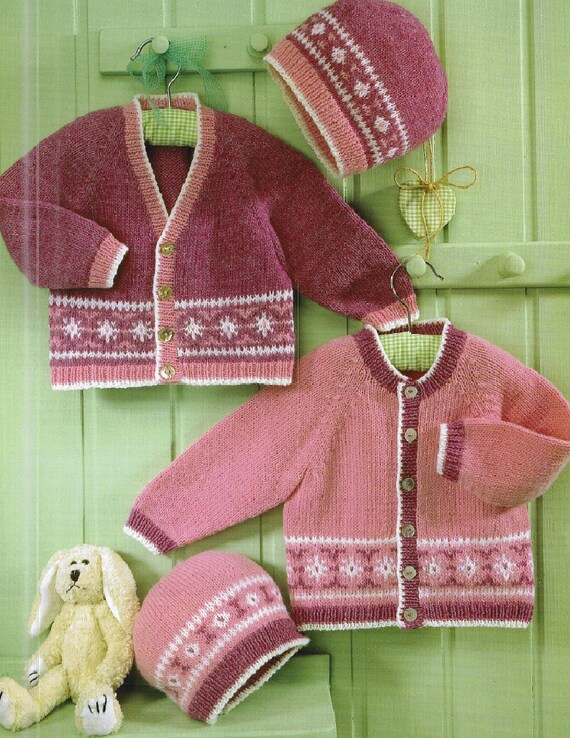 Vintage Knitting Pattern Knit Baby Girl Fair Isle Cardigan Etsy