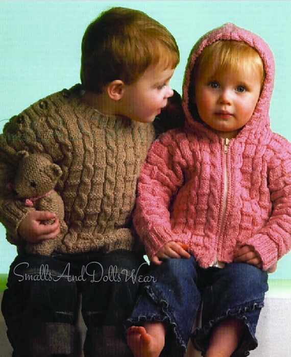Vintage Knitting Pattern Preemie Baby To Toddler Cable Knit Pullover Sweater Jacket With Hood Pdf Instant Digital Download Dk 8 Ply 0 3 Yr
