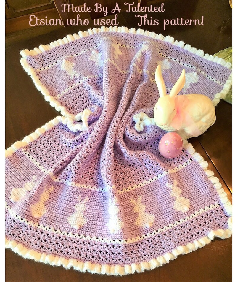 Vintage Crochet Pattern Baby Bunnies Afghan Nursery Blanket Etsy