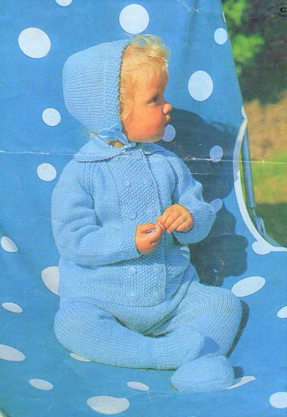 baby boys CARDIGAN leddings hat KNITTING PATTERN DK 20-22in 6-24m Pram Set
