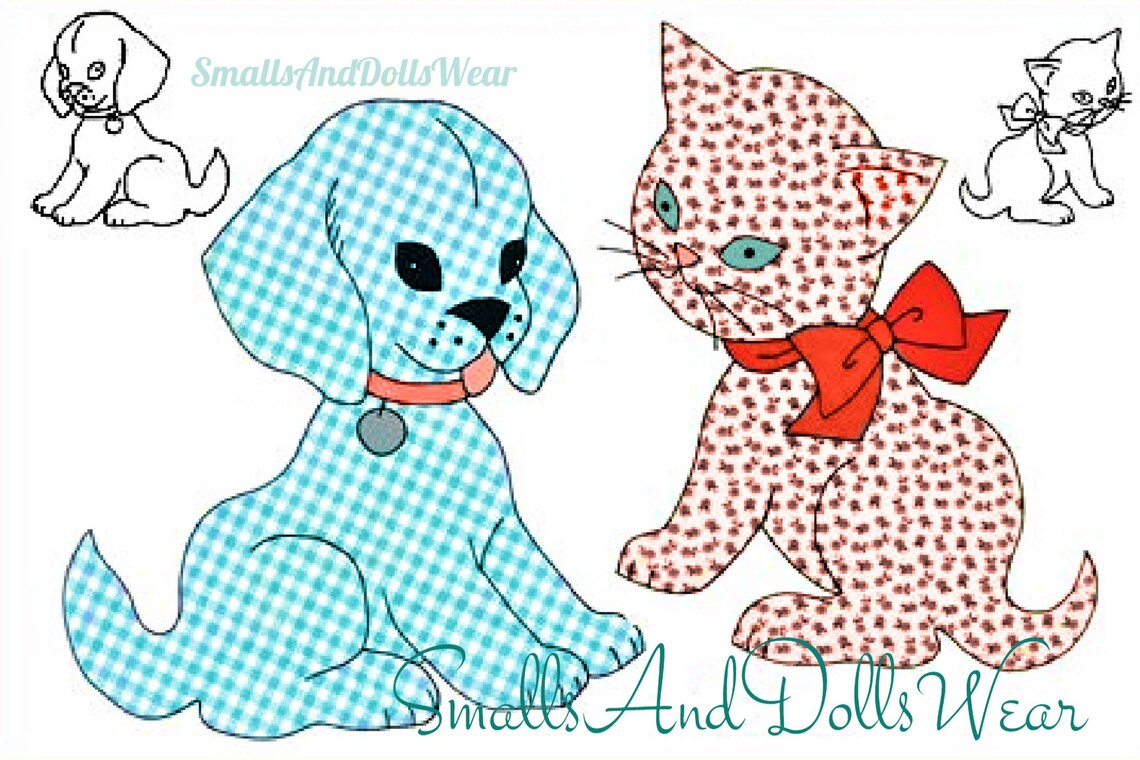 Vintage Sewing Pattern Gingham Dog Calico Cat Baby Crib Quilt Etsy