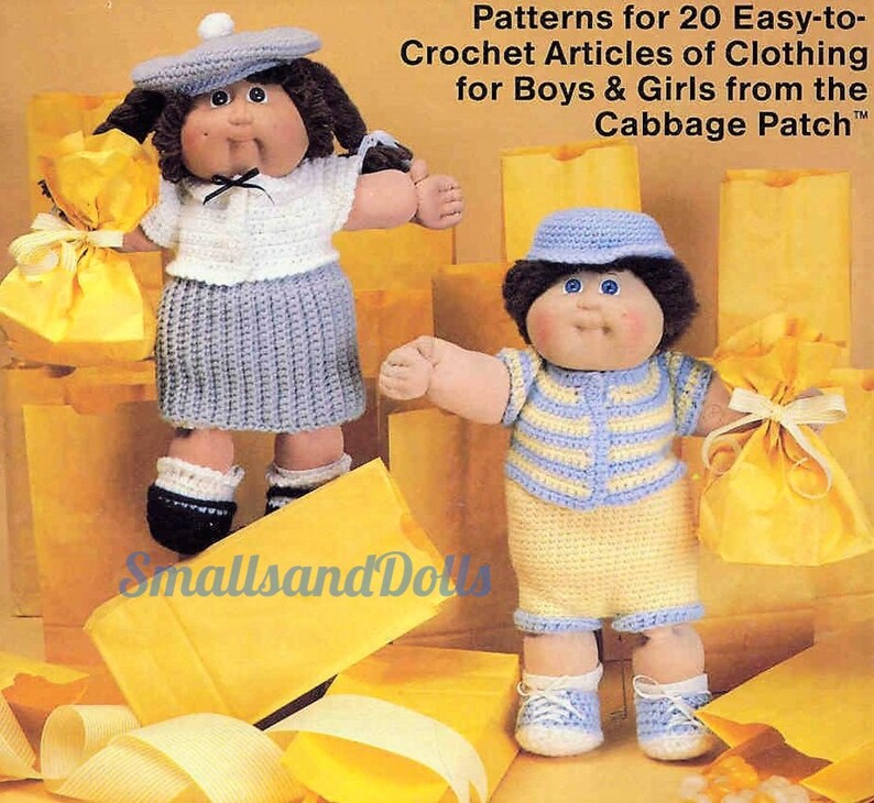 Vintage Crochet Patterns Cabbage Patch Kids Dolls Outfits 20 Etsy
