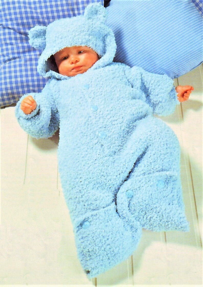 Knitting Pattern Baby to Toddler Bear Ears Romper One Piece Etsy