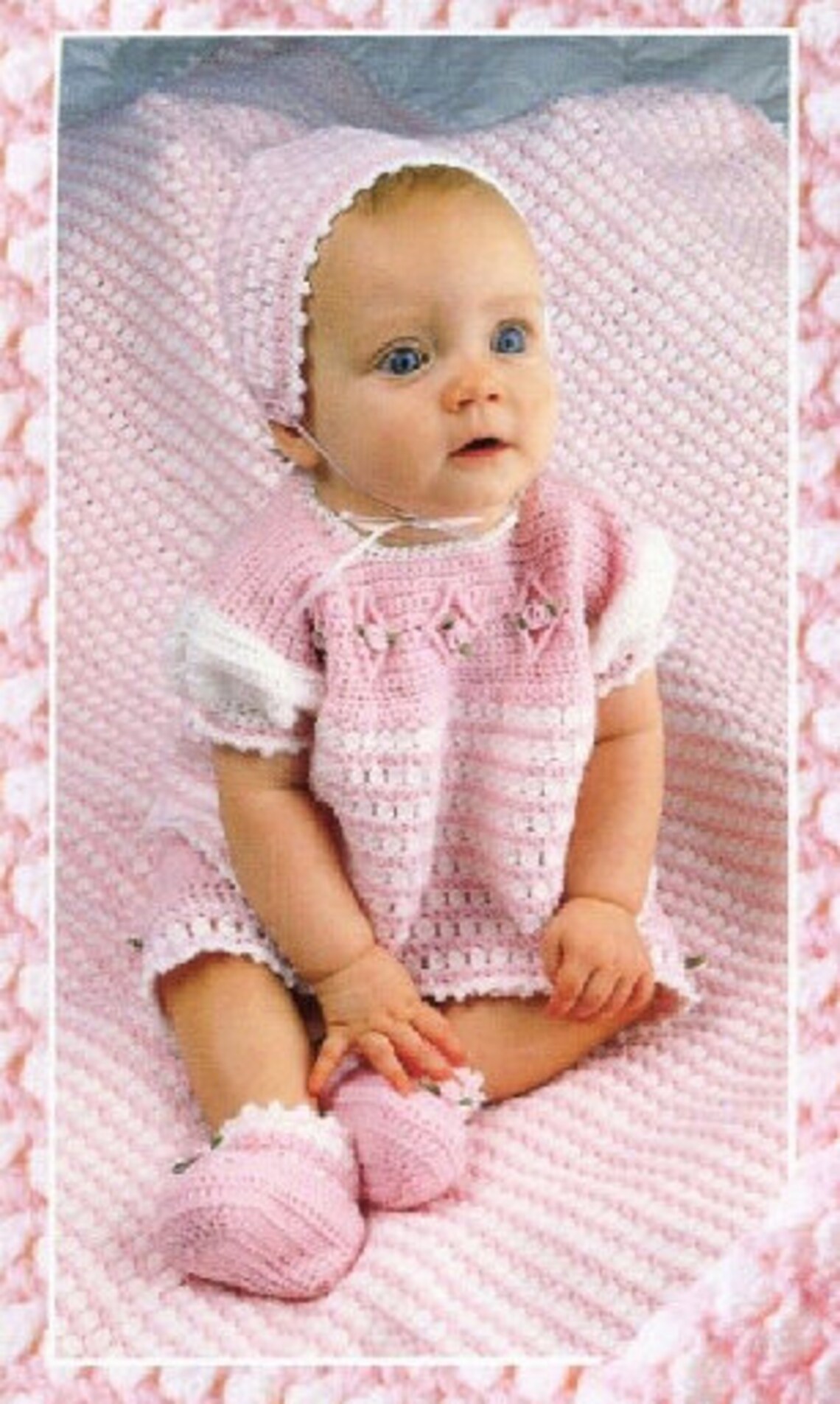 Vintage Crochet Pattern Baby Girl Roses and Dots 5 Piece Etsy