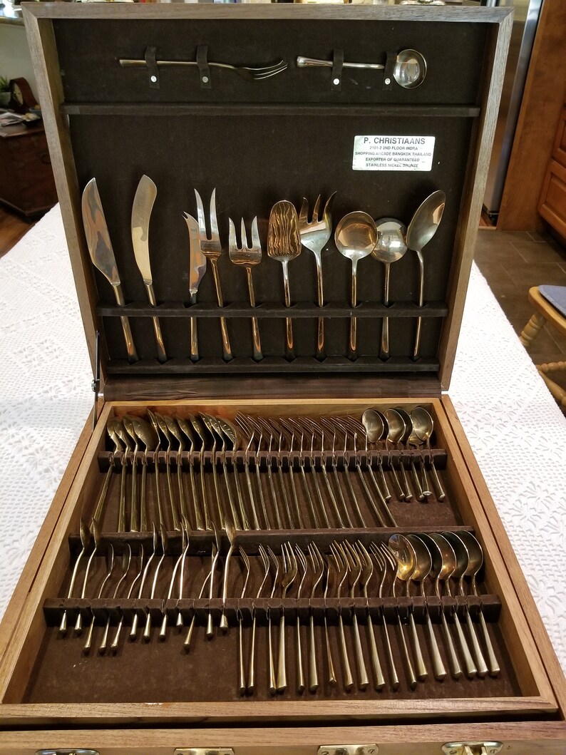 Thailand Nickel Bronze Cutlery Set Etsy