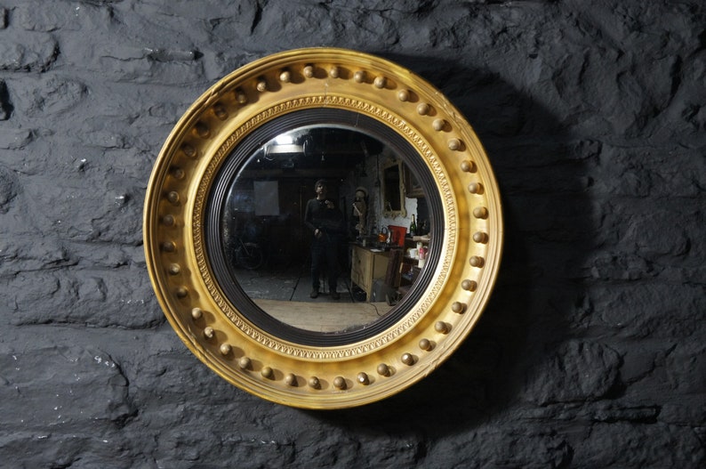Large Antique Regency Butlers Convex Wall Mirror Gilt Frame 40 Bristol Interest Country House Interior Design Decor