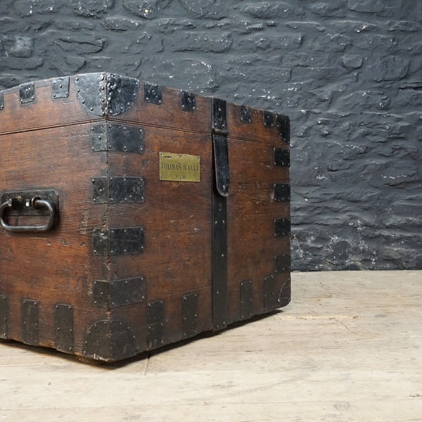 Antique Silver Chest by Elkinton ~ Oak Trunk ~ Country House Decor ~Thomas Ralli ** Please Read Full Description Regarding Delivery Costs **