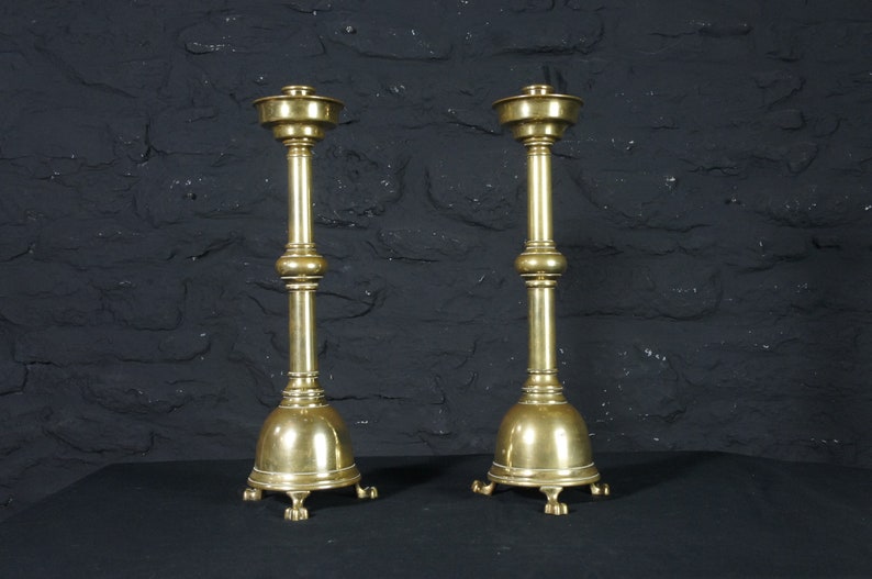 Pair Of Solid Brass CandleSticks Church Candle Holder Nickel Finish