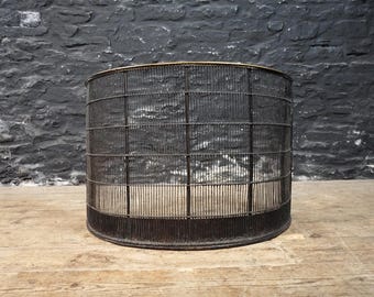 Antique Victorian Demi Lune Fire Guard ~ Wire & Brass Fender ~ Fireplace Decor
