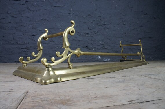 Antique Brass Fireplace Fender Art Nouveau Sleigh Design Etsy