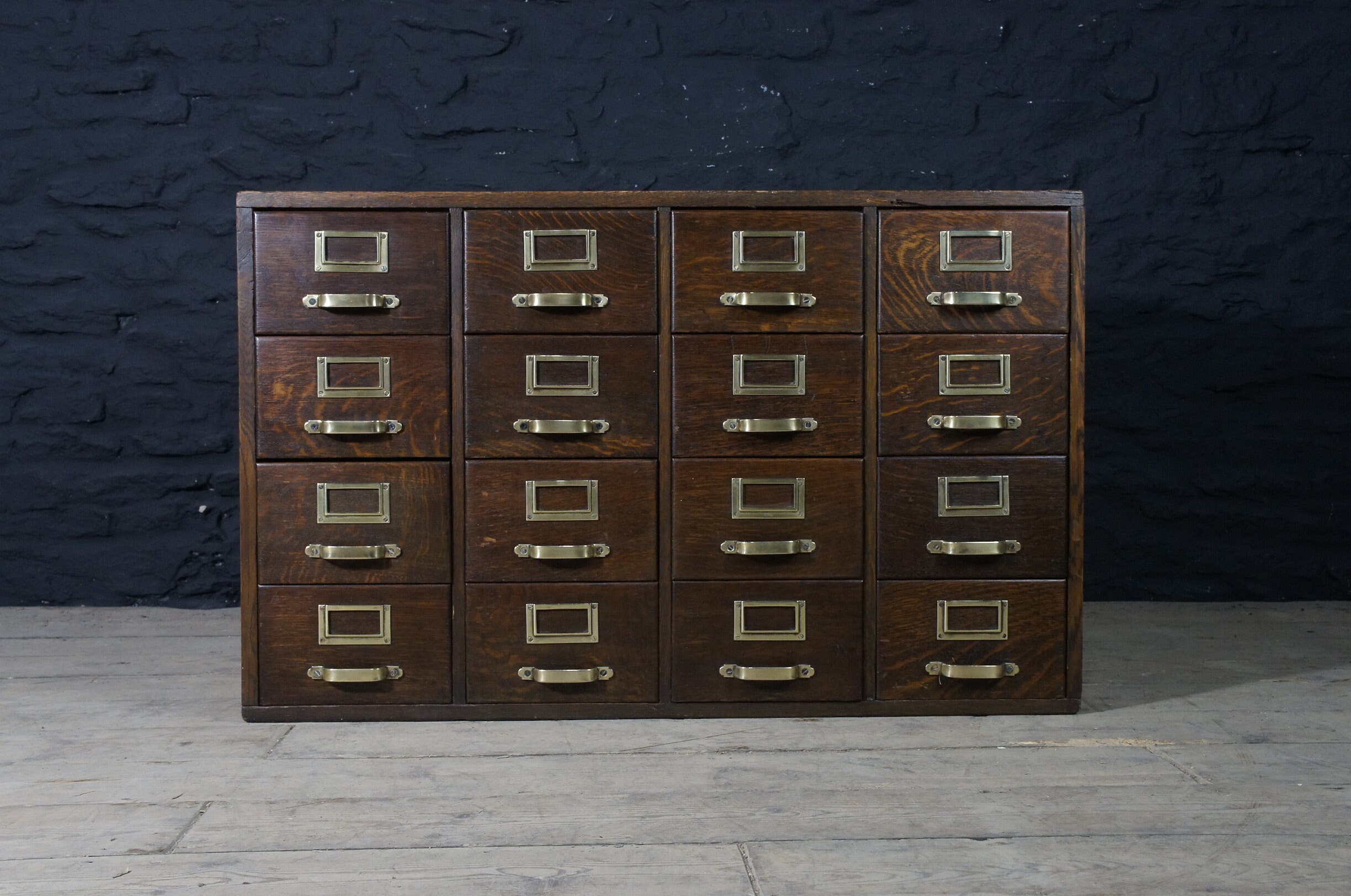 Bank Of 16 Drawers With Brass Fittings Antique Decor Oak Etsy