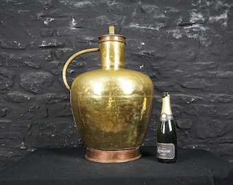 Huge Middle Eastern Brass & Copper Water Jug ~ Vintage Flower Display Vase ~ Bohemian Decor