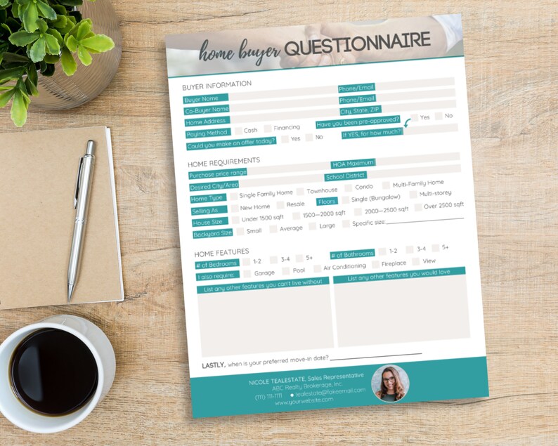 HOME BUYER QUESTIONNAIRE Real Estate Client Questionnaire Etsy Canada