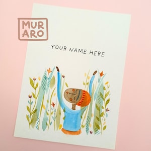 Ilustración original caprichosa / Tarjeta de cumpleaños con acuarela para celebrar la vida / Decoración de pared con un regalo único / Obra de arte botánica única