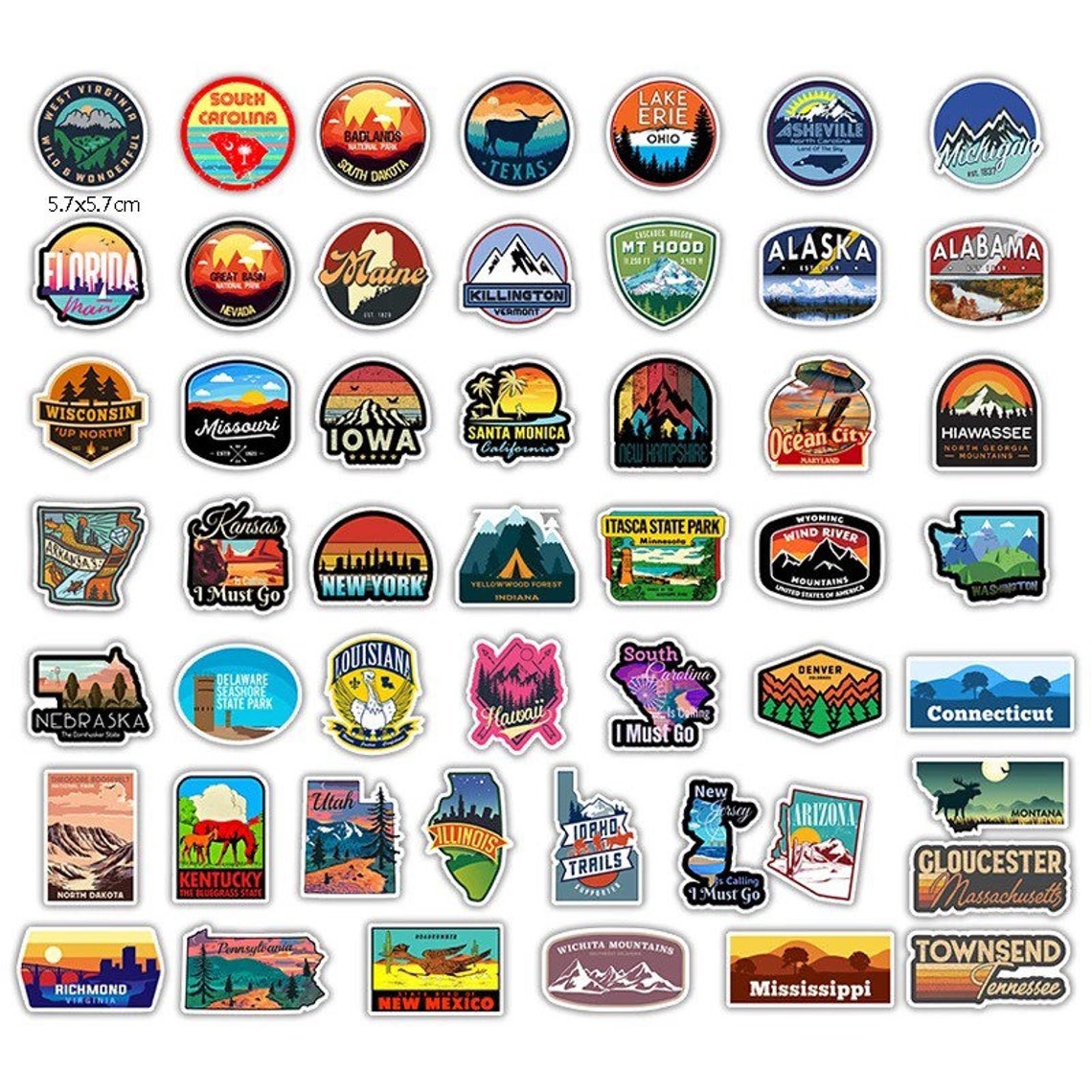 State Parks Laptop Vehicle Water Bottle Decal Pack 50 Pcs Etsy