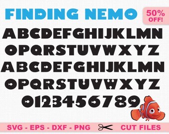 Finding Nemo Font Svg, Finding Nemo svg, Finding Nemo Alphabet , Nemo Font Svg, Disney font svg, Walt Disney font svg, Disney svg