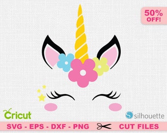 Unicorn svg, Unicorn face svg, Unicorn cricut, Horn svg, Flower svg, Flower cricut, Unicorn face cricut, Cute svg, Cute cricut