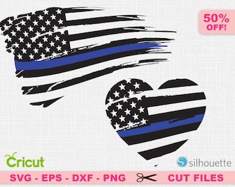 Distressed Flag svg, Police svg, BLue line svg, USA svg, American flag svg, Distressed Flag cricut. Grunge svg, Patriotic svg, Heart svg