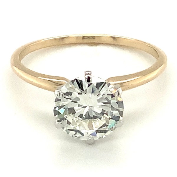 Circa 1970 1.64cts Round Brilliant Cut Diamond Solitaire Engagement Ring, 14k Yellow Gold, Size 6.75