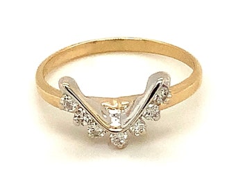 Diamond Wedding Band Ring Guard 0.22 Ct Round Cut 14K White Gold  Anniversary 