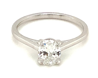 Circa 2000, Oval Brilliant Cut Natural Diamond Solitaire Engagement Ring, 0.83cts, 14k White Gold, Size 6.75
