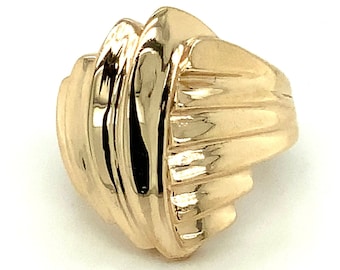 Circa 1980, Gold Fashion Ring, 14k Yellow Gold, Size 7