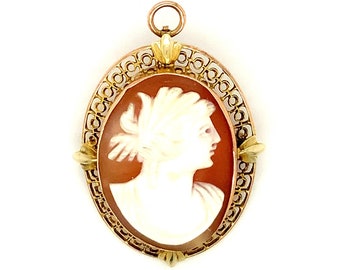 Circa 1910, Antique Cameo Pin/Pendant, 10k Yellow Gold