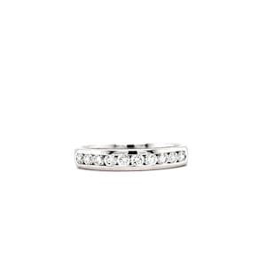 14k White Gold 3.3mm Wide Channel Set Diamond Band. Size 6.