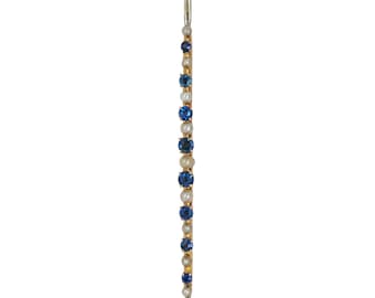 Vintage hanger van 14k geelgoud, platina ceylon saffier en parel.