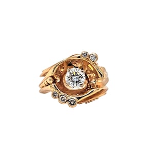 14k Yellow Gold and Diamond Fashion Ring. Size 6.5