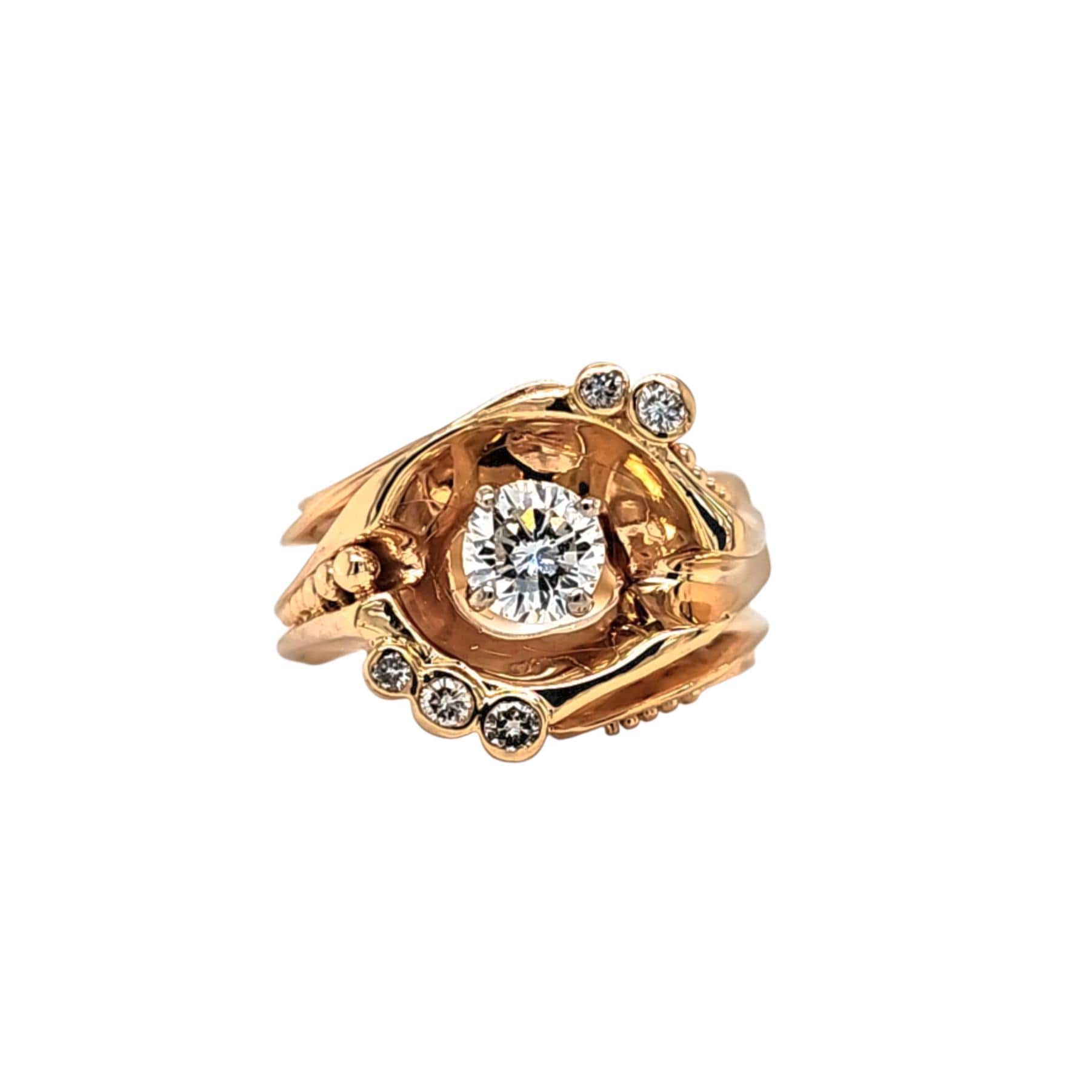 Vintage 14k Yellow Gold & Diamond Fashion Ring. Size 6.5