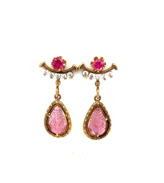 14K Yellow Gold Pink Tourmaline and CZ Convertible