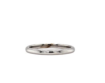 Vintage 14k White Gold Half-round 2mm band. Size 6