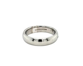 Vintage 14k White Gold 4.5mm Wide Domed Comfort-fit Band Ring. Size 6