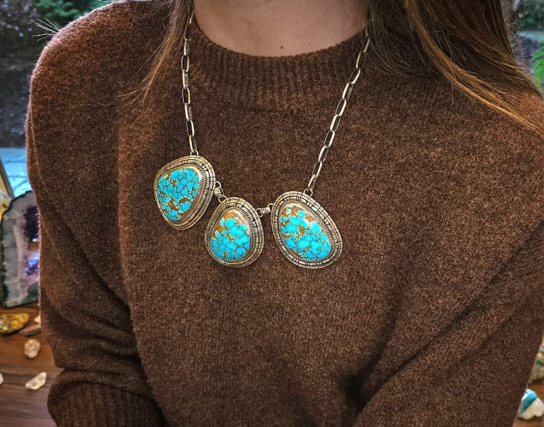 【新品未開封】【レコード】HIROSHI NA Turkey Necklace Turquoise Gemstone Necklace New Handmade 925 Sterling Silver