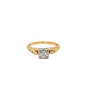 14k Yellow Gold 0.15cts Old European Cut Diamond 3-Stone Ring. Size 4.5