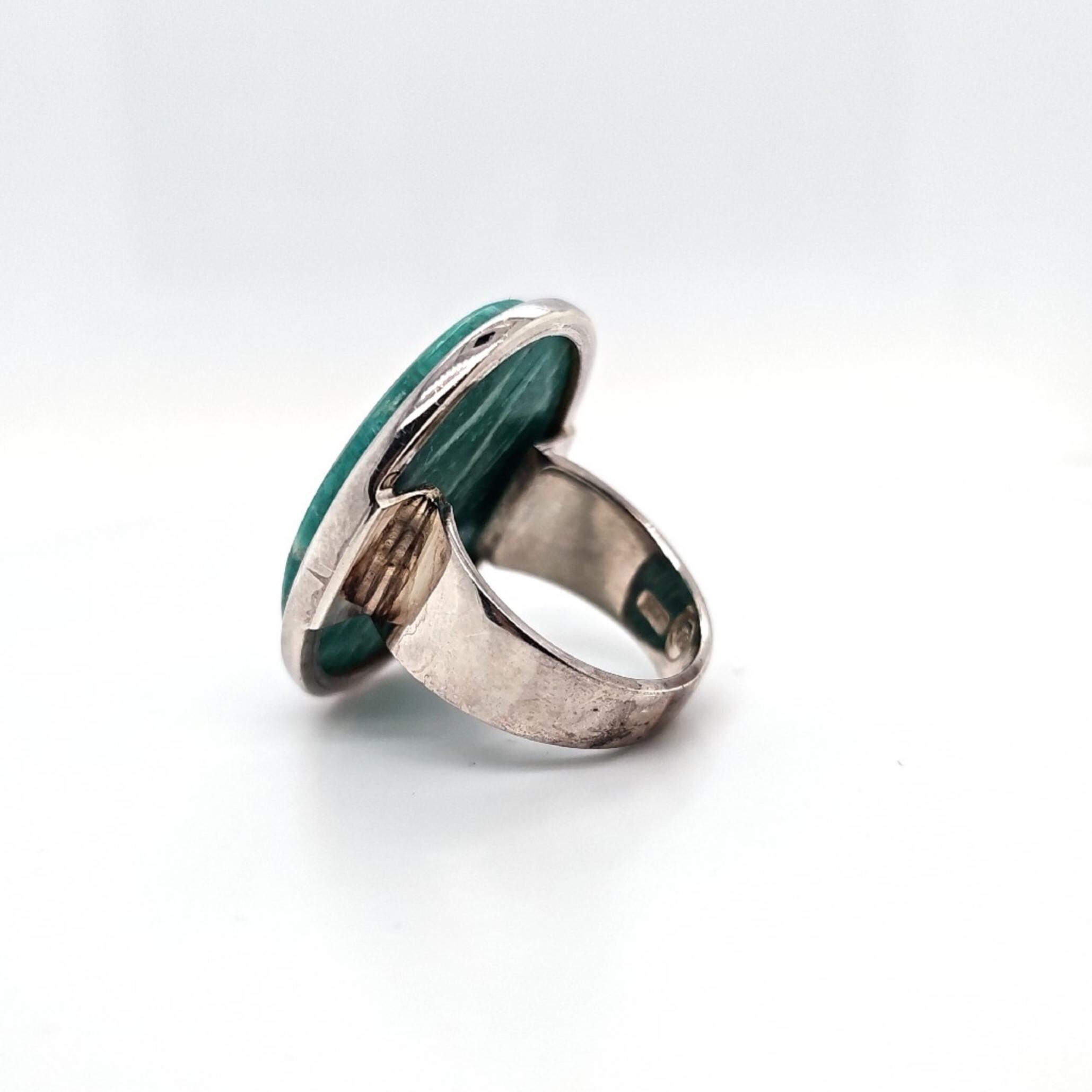 Vintage Amazonite & Sterling Silver Ring. Size 9.5 - Etsy