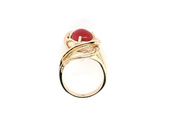 nff☆holy rood ring 10.41 Grams Size 10.5 Estate 14k Yellow Gold .50ct Ruby
