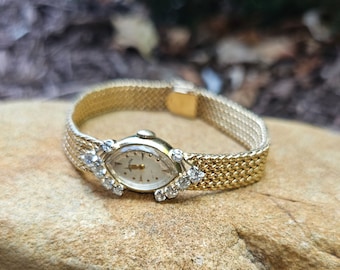 14k Yellow Gold & Diamond &quot;Hamilton&quot; Wristwatch w/ Mechanical Movement. 7.5&quot; length