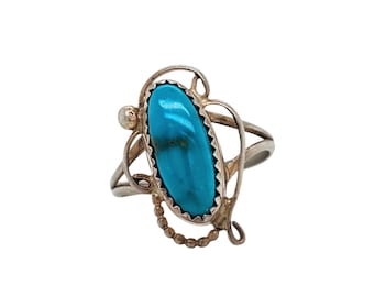 Vintage Kingman Turquoise & Sterling Silver Ring. Size 8.75 - Etsy