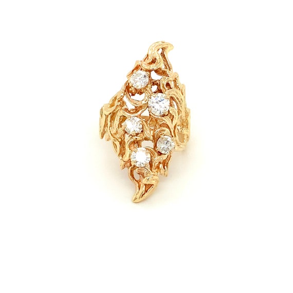 Circa 1960, Navette Shaped Filigree Nugget-Style D