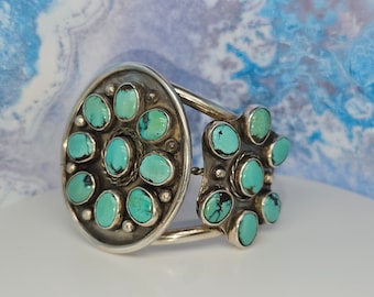 Talented Detail Vintage Native American Zuni Dishta Turquoise Sterling Silver Buckle Talented Detail Vintage Native American Zuni Dishta Turquoise Sterling Silver Buckle