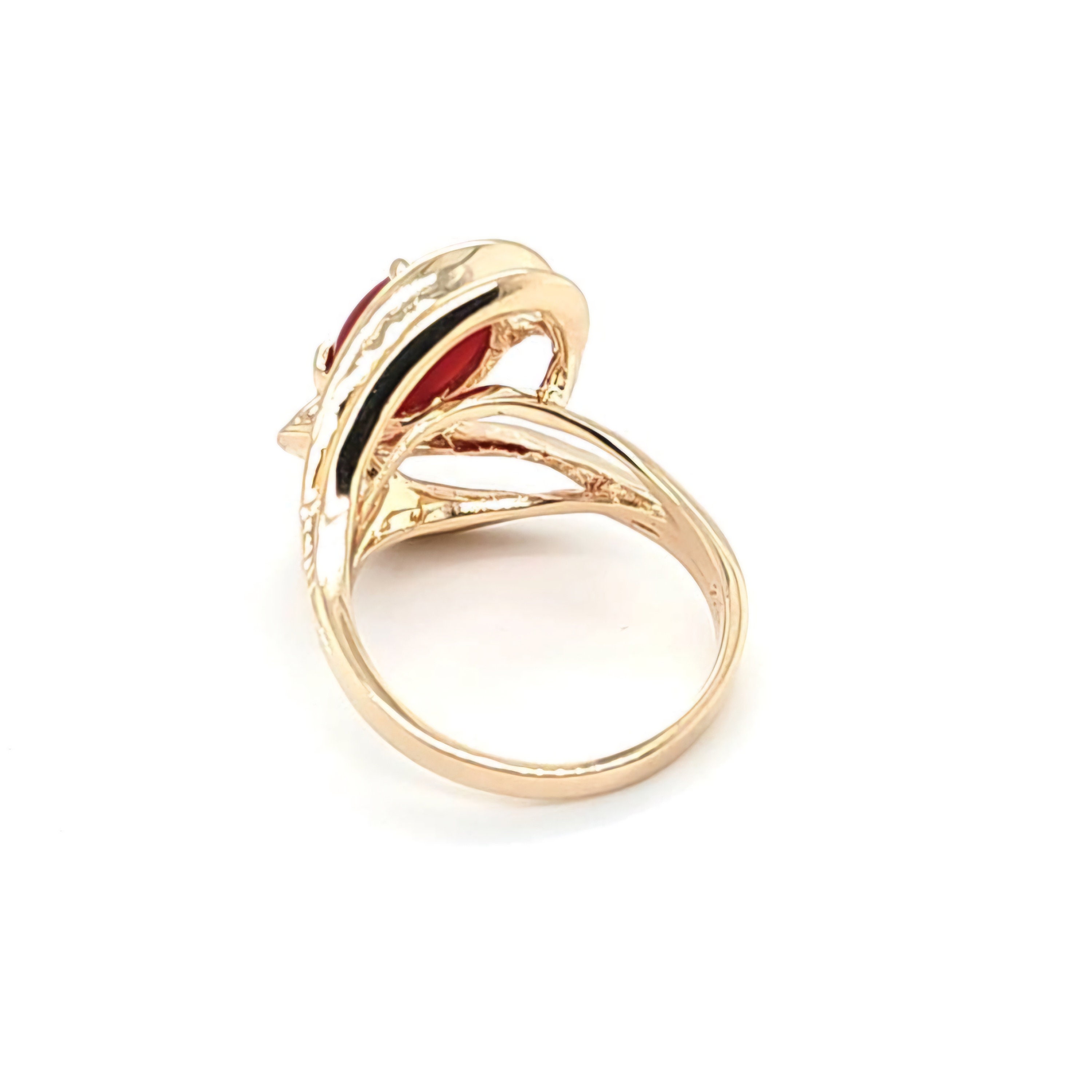 14k Yellow Gold 9 X 7mm Red Carnelian Oval Cabochon Ring
