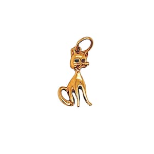 14k Yellow Gold Skinny Cat Charm/Pendant.