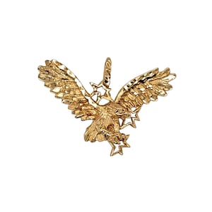 14k Yellow Gold Diamond-cut Eagle in Flight w/ Stars Pendant.