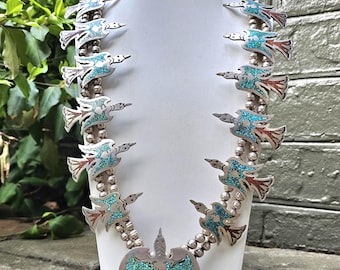 Broche Vintage En Métal Argenté Avec Coeur Nacre Et Perle Turquoise - Référence 410 - Occasion