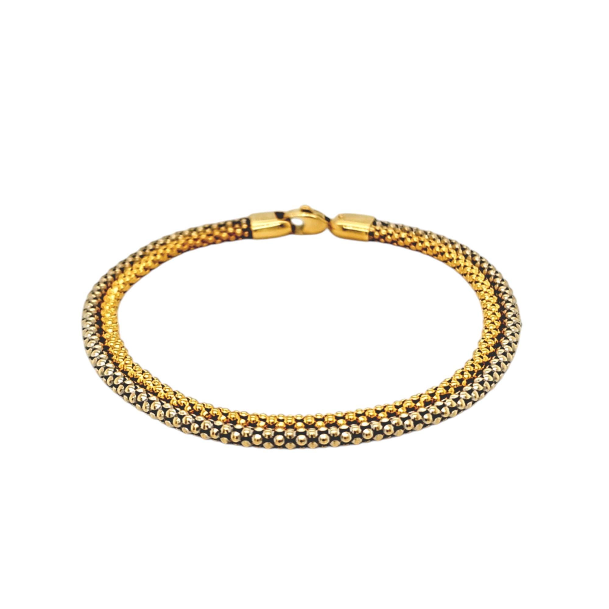 18k Yellow & White Gold 2-strand Rolo Bracelet. 7.75" Length